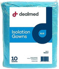 Dealmed Blue Isolation Gowns - Disposable, Latex-Free PPE, Pack of 10 by Dealmed