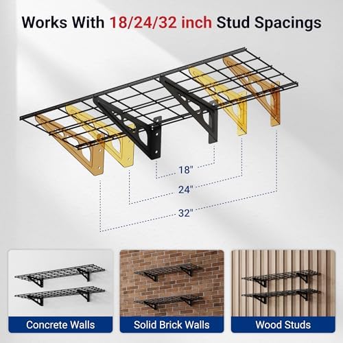 FLEXIMOUNTS 2-Pack 1x4ft 12-inch-by-48-inch Wall Shelf Garage Storage Rack Wall Mounted Floating Shelves, Black, Classic Series - Image 6