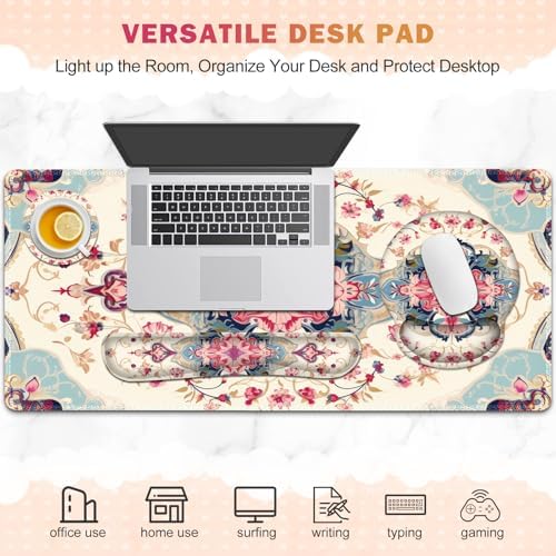 Gaming Mouse Pad, Large Desk Mat Cute Desk Pad Protector, 4in1 XXL Mousepad - Image 6