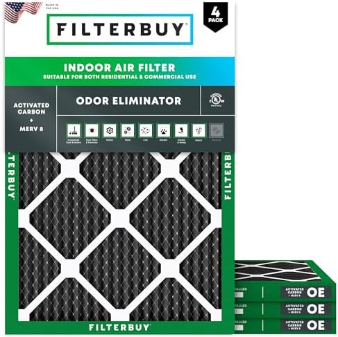 Filterbuy 22x24x1 Air Filter MERV 10 Odor & Allergy Defense (4-Pack) by Filterbuy