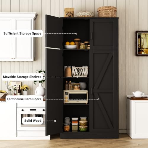 Unikito 71” Tall Kitchen Pantry Storage Cabinet with Adjustable Shelves - Image 4