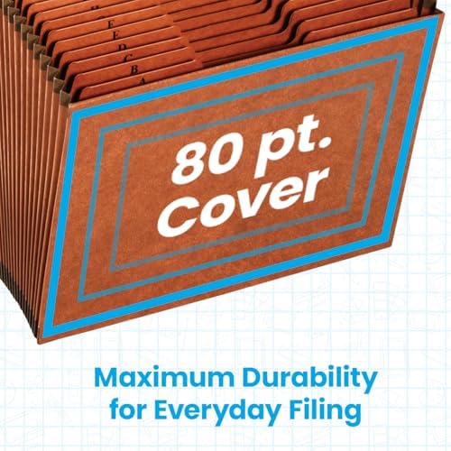 Globe-Weis Pendaflex Heavy Duty Expanding File, File Organizer for School, Home and Office, Durable 21-Pocket File, Open Top, 21 Pockets, A-Z, 1/3 Cut Tabs, Letter Size, Brown (R217AHD) - Image 6