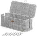 Cable Management Box, Cord Organizer with Lid & Cable Ties - Gray, L by BROWNLILY