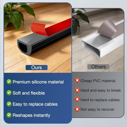 Silicone Cord Covers for Wires on Wall Cord Hider Self-Adhesive - Image 4