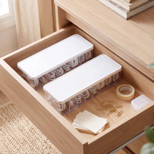Tatuo Cord Organizer Box with Lid, Clear, White, 2 Pack - Image 5