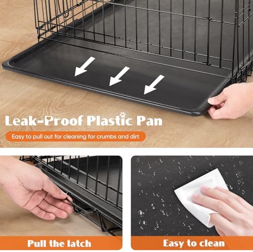 Sweetcrispy 48 Inch Dog Crate, Medium Large Dog Cage, Foldable Pet Kennel - Image 3