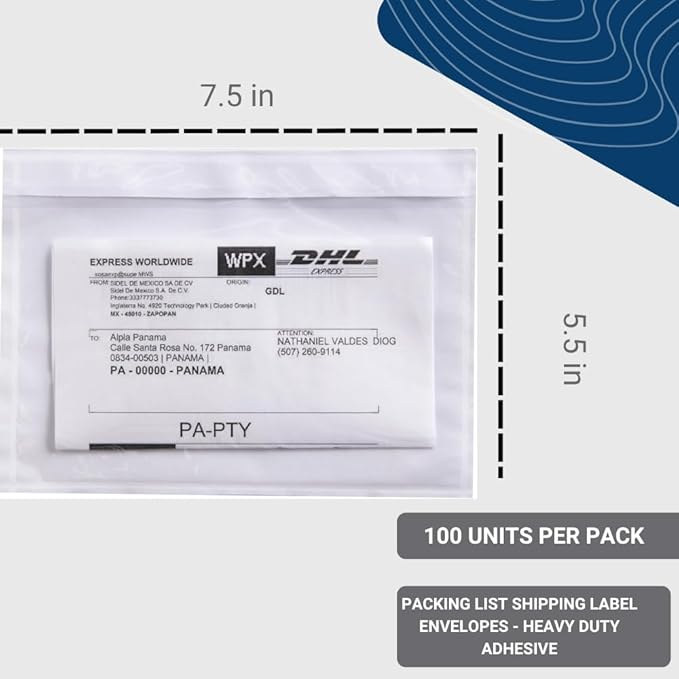 100 Units, 7.5"x5.5" Clear Packing List Shipping Pouches – Heavy Duty - Image 2