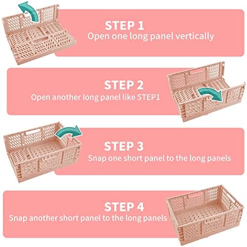 2 Pack Stackable Storage Crates, Plastic Foldable Baskets Small Gray - Image 4