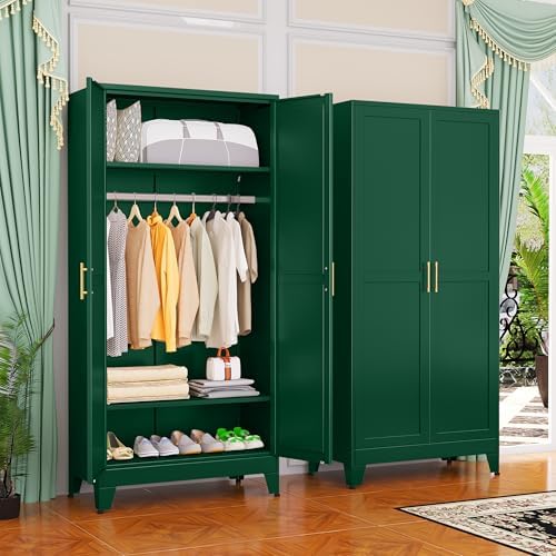 GAIOUS Metal Wardrobe Cabinet with Hanging Rod, Clothing Storage Cabinets by GAIOUS