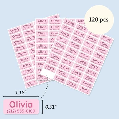 TeddyLabels - Clothing Labels for Nursing Home (120) – Self-Adhesive Name Tags for Clothes and Personal Items. Personalized Labels for Daycare, Nursing Homes, and Laundry Use - Light Pink - Image 6