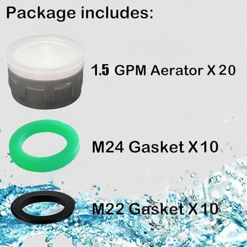 Faucet Aerator, 1.5 GPM Restrictor Plug-in Faucet Aerator Bathroom or Kitchen Replacement (20 pieces in white) - Image 3
