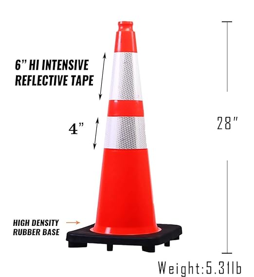 BESEA 28 Inch Orange PVC Traffic Cones - Image 2