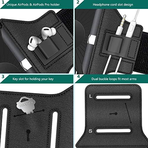 VUP Detachable Running Phone Holder 360°Rotatable Armband for iPod MP3 Player iPhone, Fits All 4-6.7 Inch Smartphone Device, with Key Holder for Running Hiking Biking (Black-Detachable) - Image 6