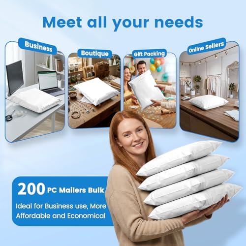 Metronic Poly Mailers 14.5x19 200Pcs Large Shipping Bags for Clothing White - Image 6