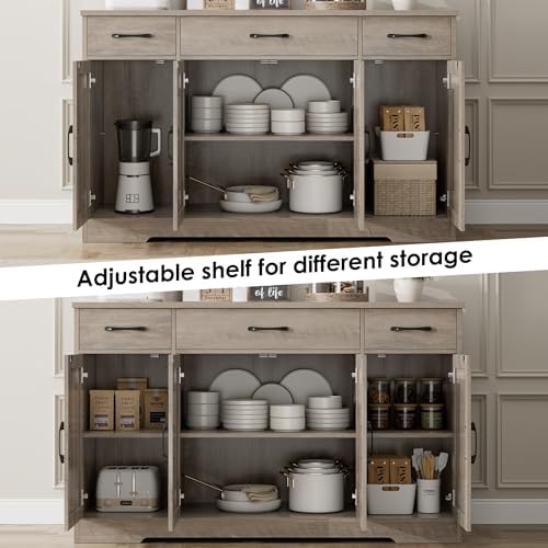 HOSTACK Kitchen Buffet Sideboard Storage Cabinet, Coffee Bar Cabinet, Grey - Image 7