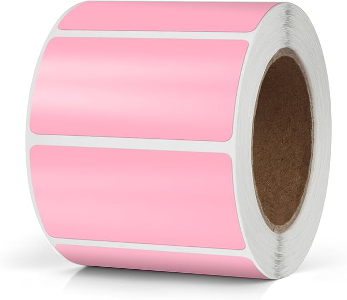 Pink Rectangle Stickers 2 x 1 Inch Color Coding Labels Vinyl Roll Self-Adhesive by Meitaat