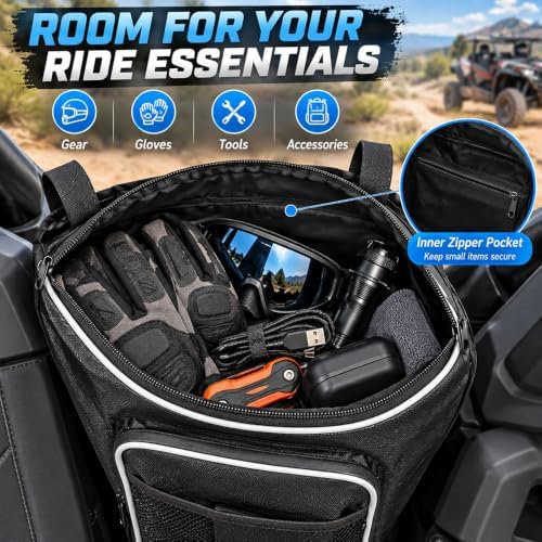 UTV Center Seat Storage Bag for Kubota RTV-X1130 Worksite 2024–2026, Front Rear Middle Seat Organizer Bag, Multi-Pocket UTV Interior Storage Bag - Image 4