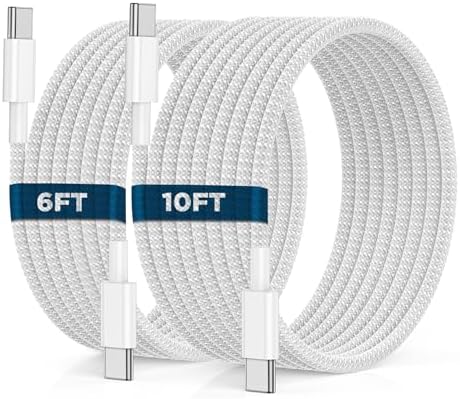 USB C to USB C Cable 6FT+10FT 2Pack 60W iPhone 17 16 15 Charger Cord Long Type C to C Cable Fast Charging for Apple iPhone 17 16 15/Pro/Pro Max/Plus/iPad Pro Air/MacBook/Air/Mini/Samsung Galaxy by UCALMA