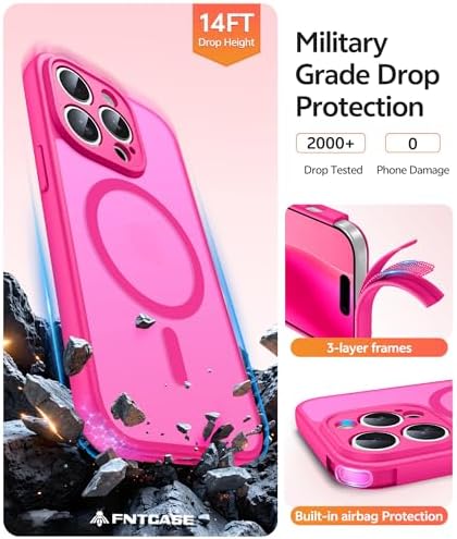 FNTCASE for iPhone 14 Pro Max Case, Fit for Magsafe, Glass Screen Protector - Image 5