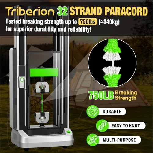Paracord Rope 750 lb - 100ft 5/32" Parachute Cord 4MM 12-Strand para Cord - Heavy Duty Spool String for Survival,Camping Gear, Survival Bracelet, Clothesline - Neon Green - Image 4