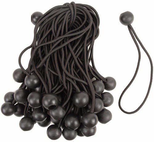Wideskall® Heavy Duty 6" inch Ball Bungee Cord Tarp Canopy Tie Down Strap, Black (Pack of 30) by Wideskall