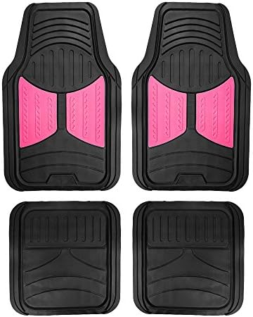 FH Group Automotive Floor Mats - Heavy-Duty Monster Eye Rubber for Cars, Universal Fit Full Set, Climaproof Mats, Trimmable Most Sedan, SUV, Truck Pink by FHGroup