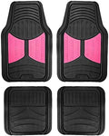FH Group Automotive Floor Mats - Heavy-Duty Monster Eye Rubber for Cars, Universal Fit Full Set, Climaproof Mats, Trimmable Most Sedan, SUV, Truck Pink by FHGroup