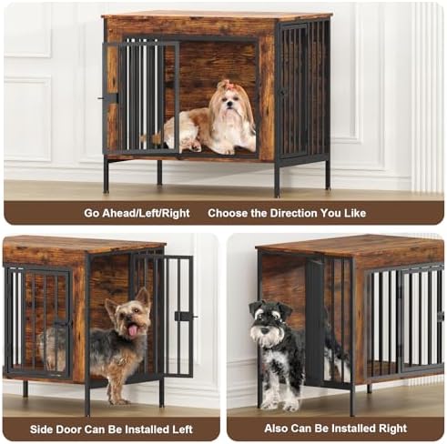 EasyCom 28.15" Dog Crate Furniture for 1 or 2 Dogs, Brown - Image 3