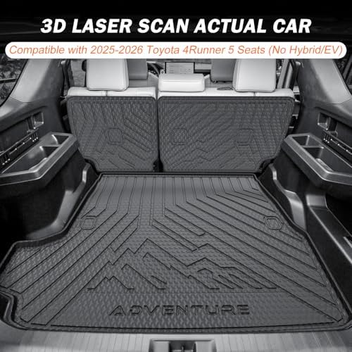 KUST Trunk Cargo Mat for 2025-2026 Toyota 4Runner Gas Accessories 5 Seats Only (Not for Hybrid or 7-Seats), Rear Cargo Liner with Back Seat Protector, TPE Rubber, Raised Edge, All Weather Protection - Image 2