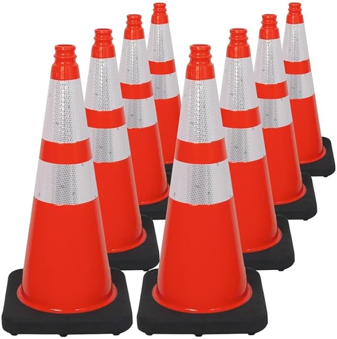 Brimar 28 Inch Traffic Cones, 8 Pack, Road Parking, MUTCD Approved Traffic Cones by BrimarIndustries
