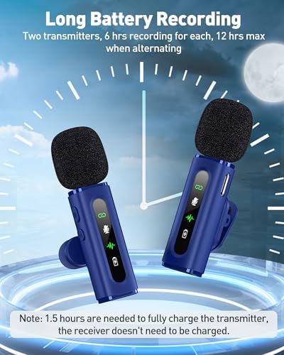 USB C Lavalier Microphone Wireless Mini Mic for Type-C Android Phone/Tablet/PC Video Recording Clip-on Mics with Rotatable Clip&Denoise Recording, Ideal for Vlog Tiktok Youtube Content Creator, Blue - Image 6