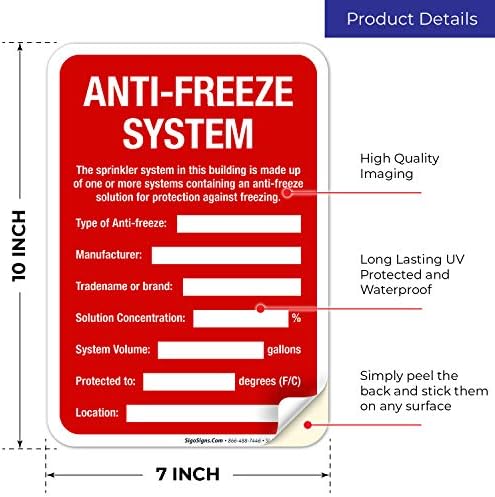 Anti-Freeze System Sign, Fire Safety Sign, (SI-5669) - Image 2