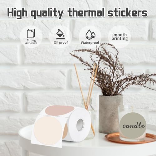 3 Inch Thermal Label,Morandi Round Thermal Printer Label,Waterproof Thermal Stickers for DIY Logo Design,Name Tag,Thanks Card 300 Labels/Roll (Morandi) - Image 4