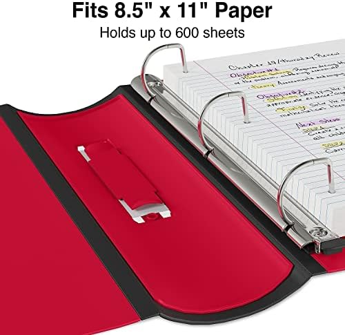 Staples Heavy-Duty 3-Inch D-Ring Binder, Red, Vinyl Cover, 600 Sheets - Image 4