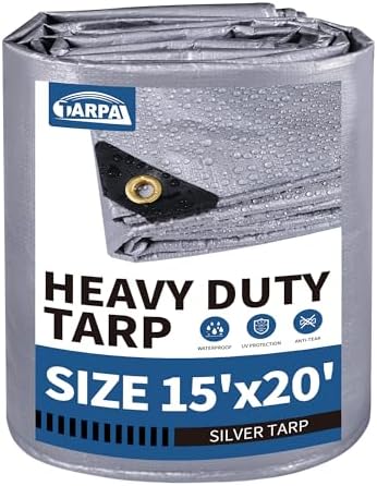 TARPAL 15x20 tarp,Heavy Duty Tarp 14mil Silver Reflective Tarps by TARPAL