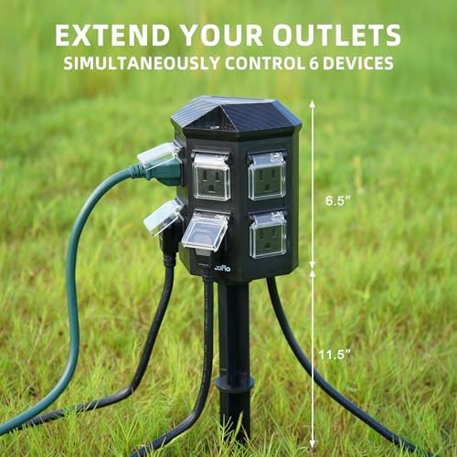 TiFFCOFiO Outdoor Power Strip Timer, Dusk to Dawn Light Sensor Countdown, 15 Feet Extension Cord Waterproof, 6 Grounded Outlets for Halloween and Christmas Decorations, ETL Listed - Image 3