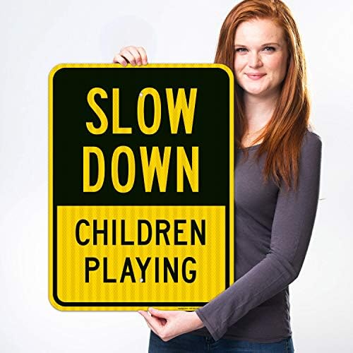 Slow Down Children Playing Sign, Traffic Sign, - Image 2