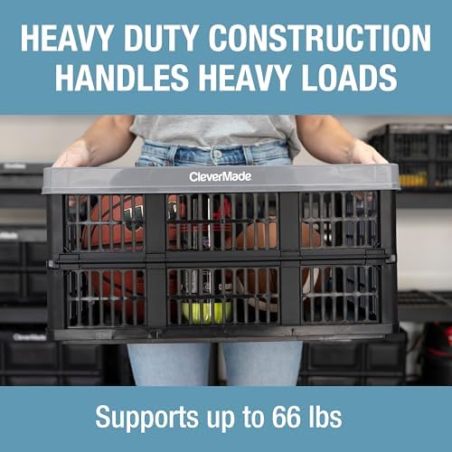 CleverMade Collapsible Utility Crate (Recycled) - 45L - Stone (3PK) - Image 3