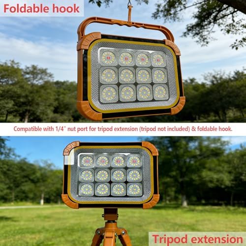 Portable LED Work Solar Light 100W 24000mAh 20000 LM with Stepless Brightness Job Site Battery Rechargeable LED Floor Light for Emergency Worklight for Hurricane (PRO) - Image 3
