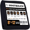 WHITEDUCK Canvas Tarp 18 oz. Heavy Duty Water Repellent UV Resistant, Rustproof Grommets, Industrial & Commercial Use Cloth Tarp (Cut Size: 8'x12', Finished Size: 7'6"x11'6", Black) by WHITEDUCK