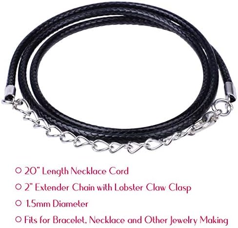 Selizo 100Pcs Necklace Cord for Jewelry Making, Black Waxed String Bracelet Making Supplies - Image 3
