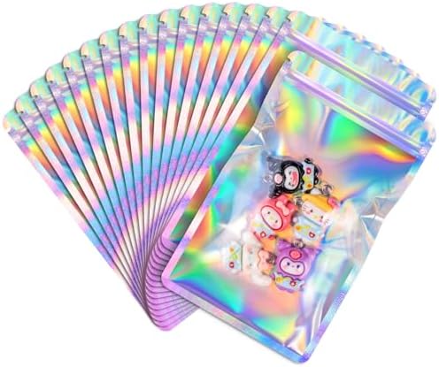 FUNFERY 100 Pack,Round Corner Clear Window Smell Holographic Proof Bags by FUNFERY