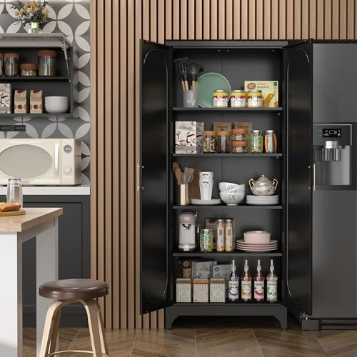 Steeloong 75"Metal Pantry Storage Cabinet with Doors & 4 Adjustable Shelves - Image 2