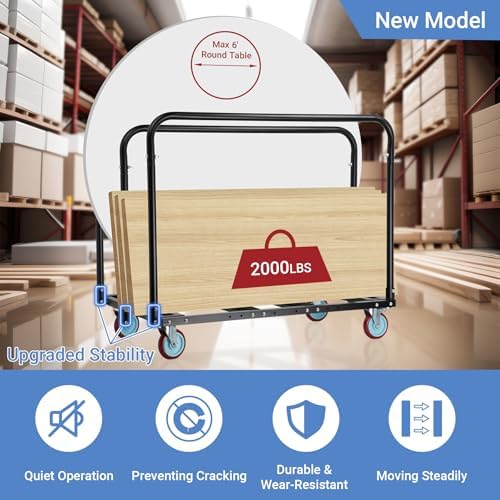 Updated Folding Table Cart, Heavy Duty Drywall Dolly Cart 2000LBS - Image 2