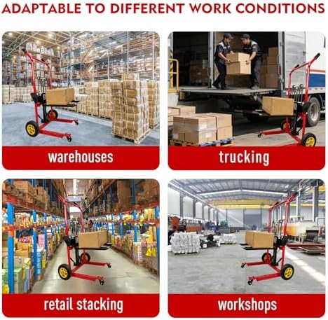 Hydraulic Material Lift Winch Stacker,440 Lbs Pallet Truck Dolly with Swivel Casters,Lift Table, Compact & Portable Hydraulic Winch for Construction,Warehousing,and DIY Projects - Image 7