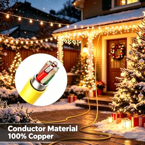 1 Ft Yellow Outdoor Extension Cord, 10 Gauge Heavy Duty Power Cord - Image 6