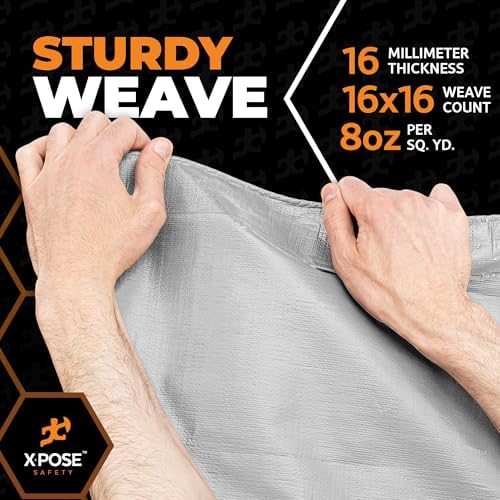 Xpose Safety Super Heavy-Duty 5' x 7' Silver/Brown Poly Tarp Bulk (20-Pack) - 16 Mil Waterproof & UV Resistant, Rip-Proof with Reinforced Edges & Grommets - Image 6