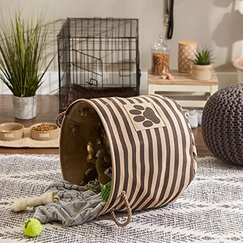 Bone Dry Dog Toy Basket, Round Brown Large, Collapsible - Image 5
