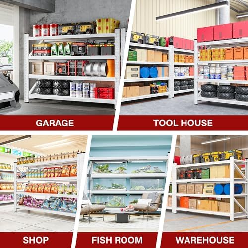 SISESOL 5000LBS Heavy Duty Garage Shelving Units,60" Wide & Deep Storage Shelves,White Metal Garage Shelves,Large Storage Rack,Steel Shelf,Industrial Shelving for Shop,Warehouse,60" W x 24" D x 70" H - Image 5