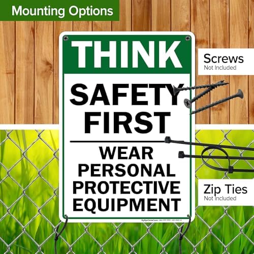 Think Safety First Wear Personal Protective Equipment Sign, 10"x14" - Image 5